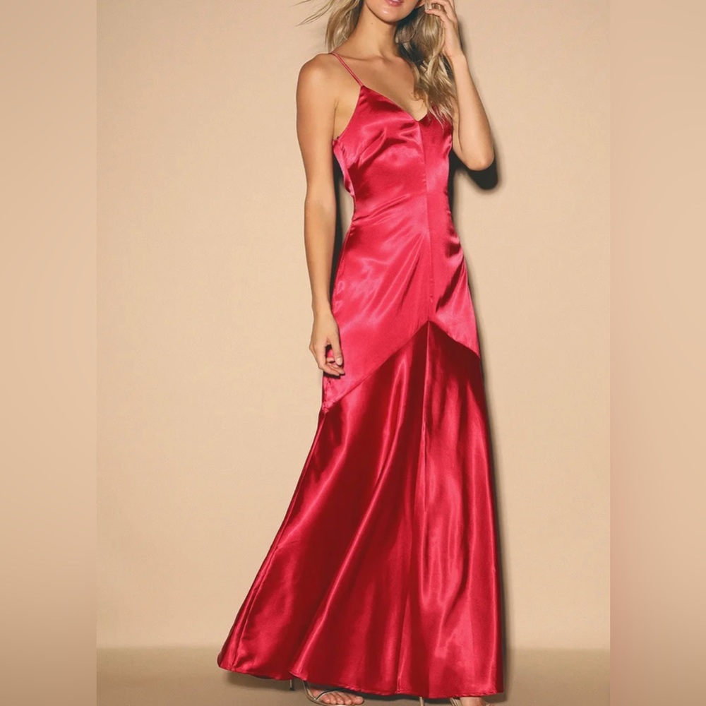 Buena Wine Red Satin Sleeveless Maxi Dress
